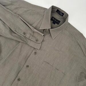 Burberrys Shirt Mens Medium Gray Textured Two Ply Yarn Collar Casual Button Down